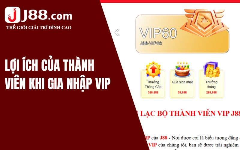 Phúc lợi của thành viên VIP tại J88